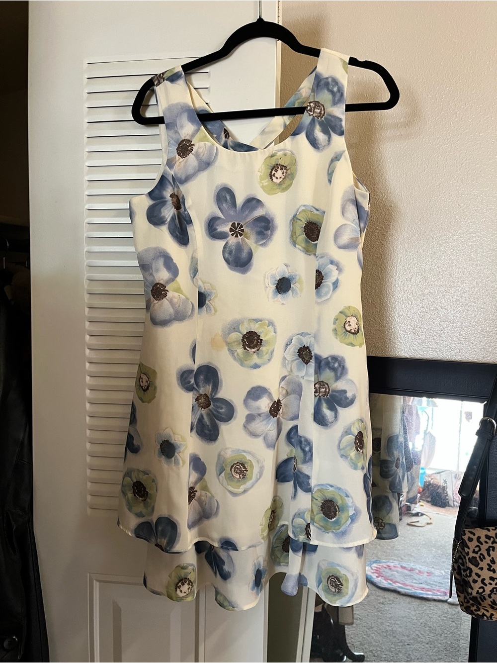 Vintage Scarlett International Floral Tiered Sundress with Blue & Green Flowers